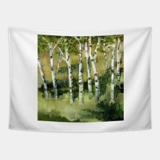 Birches on a Hillside Tapestry