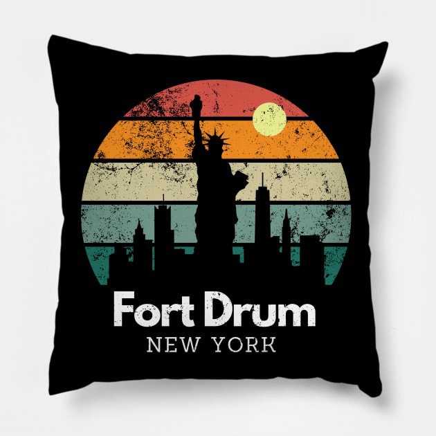 Fort Drum, NY // Vintage Sunset NY Skyline Pillow by Dear Military Spouse 