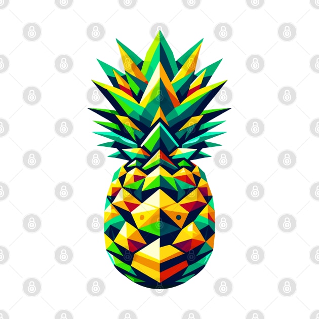 Tropical Pineapple Geometry: Vivid Mosaic Art by AmandaOlsenDesigns