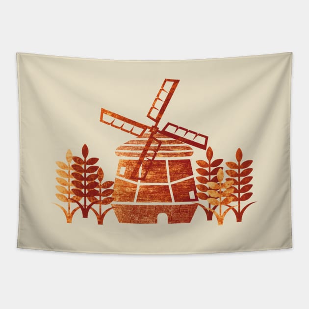 Windmill & Wheat Tapestry by CleanRain3675