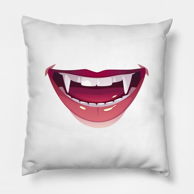 vampire teeth Pillow by Full Moon