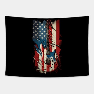 Patriotic USA 4th of July Guitarist Concert Festival Guitar Tapestry