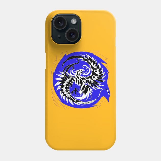 phoenix bird in blue flames ecopop pattern Phone Case by jorge_lebeau