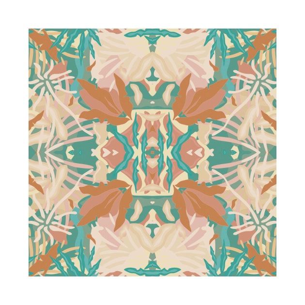 Abstract Tropical Plants in Turquoise and Pastels / Mirrored by matise