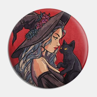 Witch And Her Cat Pin