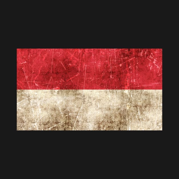 Vintage Aged and Scratched Indonesian Flag by jeffbartels