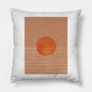 Boho orange sun in the sea Pillow