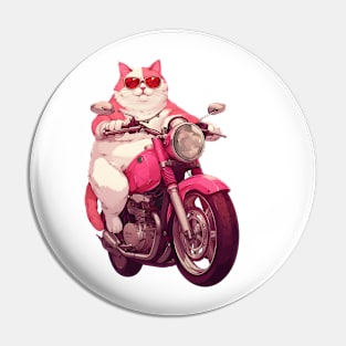 Cool cat riding motorbike Pin