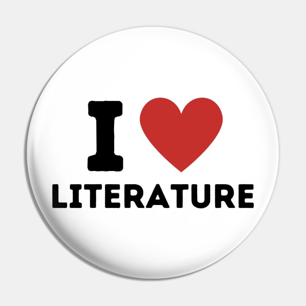 I Love Literature Simple Heart Design Pin by Word Minimalism