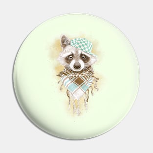 Rocco Raccoon - earth tones Pin