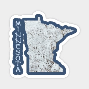 Minnesota Winter State Map with Snow-covered Trees Magnet