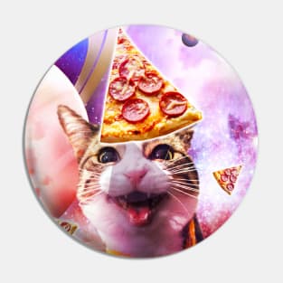 Space Galaxy Cat With Pizza Pin