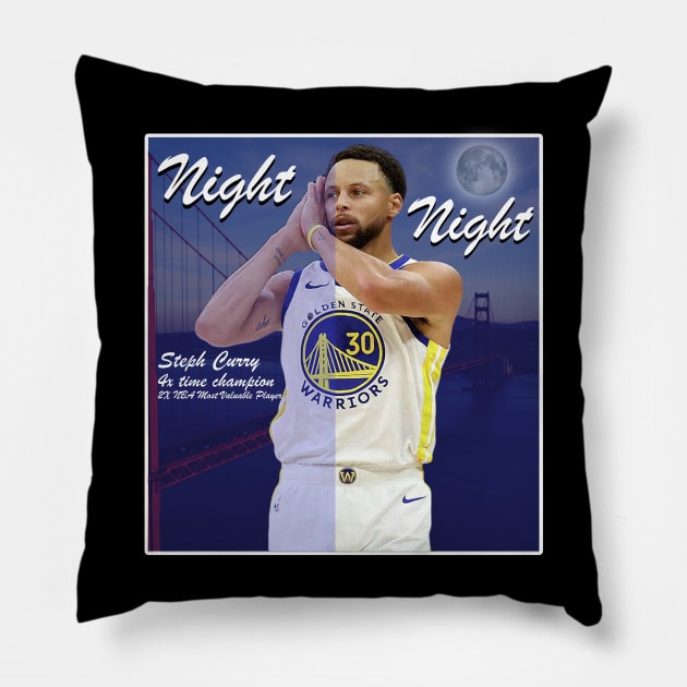 Nigh Night - Steph Curry Dark T-Shirt Pillow by Nikolayrr