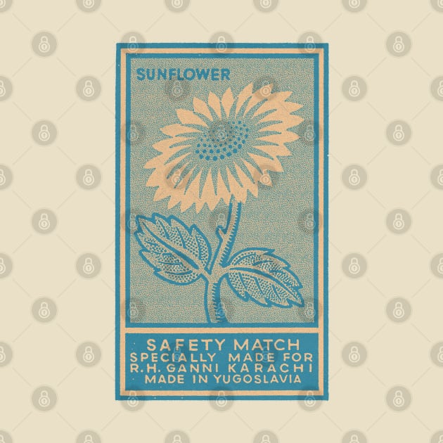 Sunflower Mid Century Modern Matchbook Art by saudade