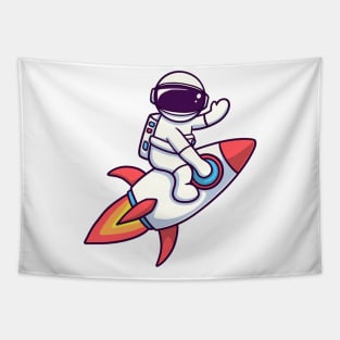 Astronaut Riding Rocket Tapestry