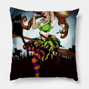 Halloween Cute Witch & Broom Pillow