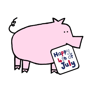 Happy 4th of July says Pink Pig T-Shirt