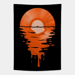 Cool Music Vinyl Retro Orange Tapestry