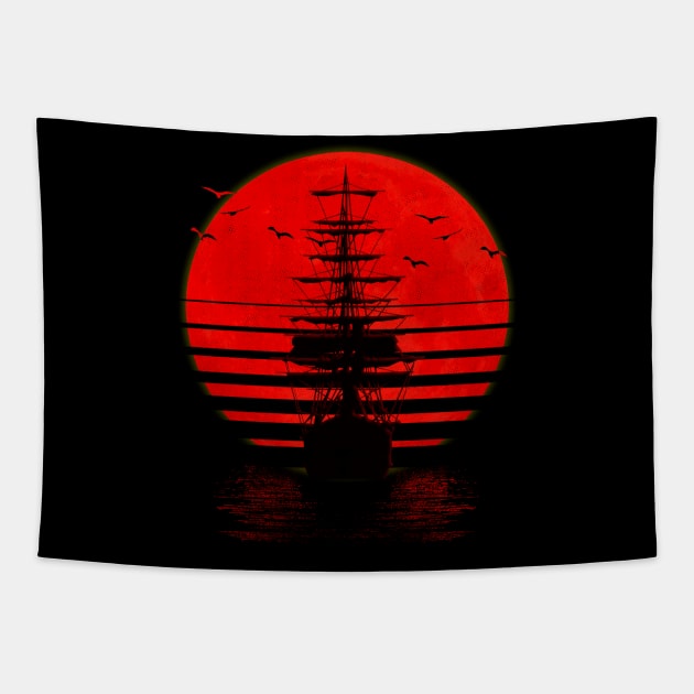 sailing Ship Tapestry by uglyvector