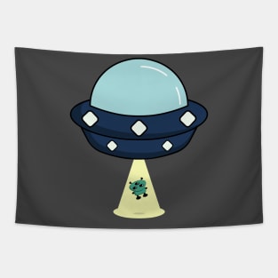 ufo with a cute alien Tapestry