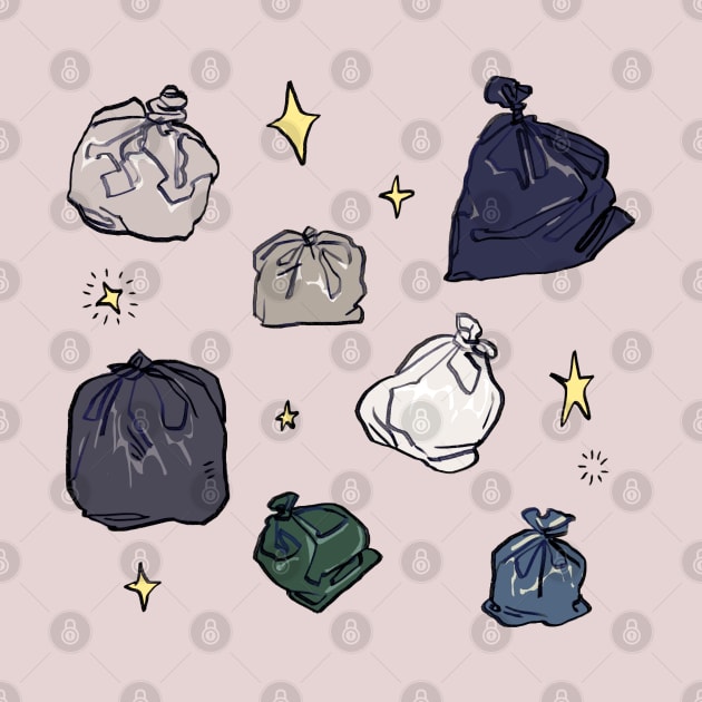 sparkly starry pastel trash bag garbage pattern by mudwizard