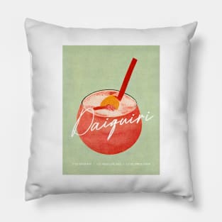 Daiquiri Retro Poster Tropic Bowl Bar Prints, Vintage Drinks, Recipe, Wall Art Pillow