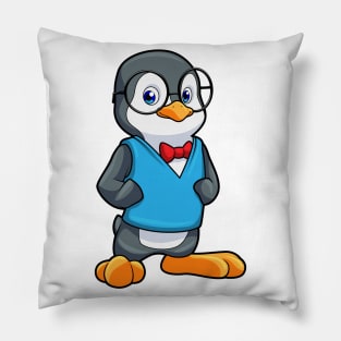 Penguin as Nerd with Glasses Pillow