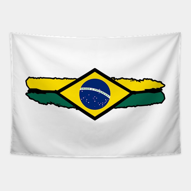 Brazil Flag Tapestry by lounesartdessin