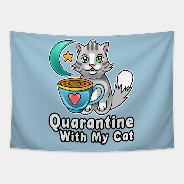 Corona Virus Quarantine Funny Cat Tapestry by dnlribeiro88