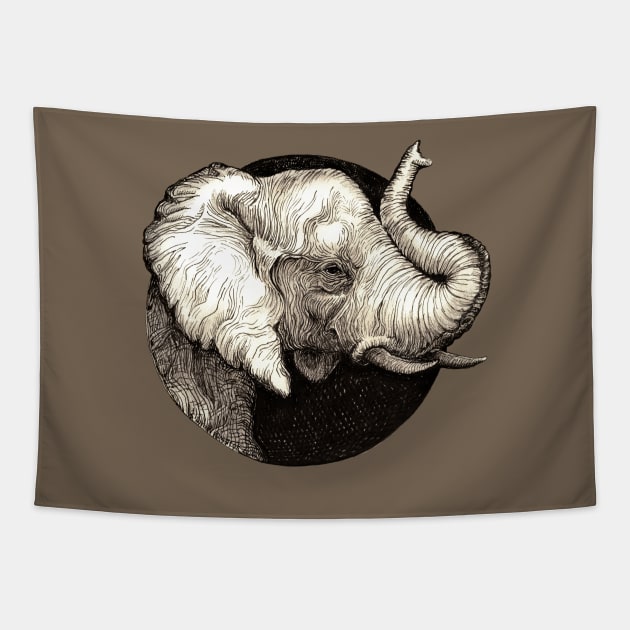 Elephant - Trunk Up, Good Luck! Tapestry by dotsofpaint