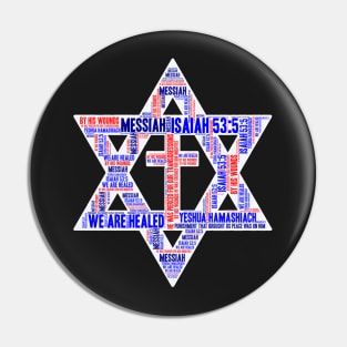 Isaiah 53-5 Word Cloud Messianic Star David Crucifix Pin