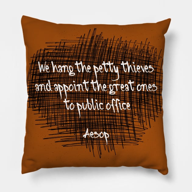 Aesop Satire. Words of Wisdom Collection Pillow by ArtlyStudio