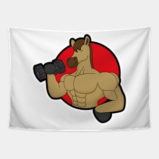 Horse as Bodybuilder with Dumbbell Tapestry