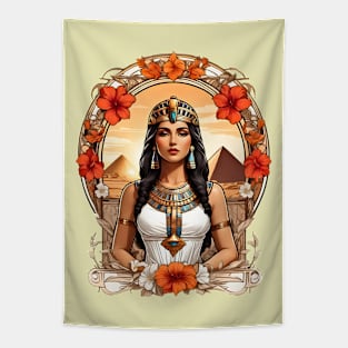 Cleopatra Queen of Egypt retro vintage floral design Tapestry