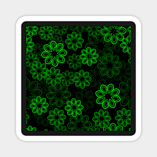 Neon Floral Green on Black Repeat 5748 Magnet