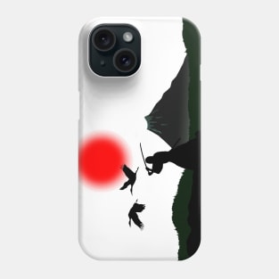 Samurai, crane and Fujiyama Phone Case