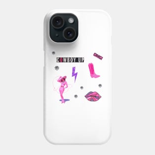 Cute Cowgirl Aesthetic Pink Cowboy Up Sticker Pack Phone Case