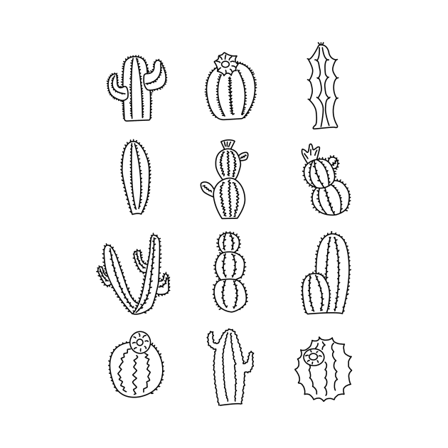 Cactus Stickers Lines by Reujken