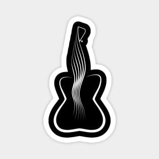 Guitar Female figure (white print) Magnet