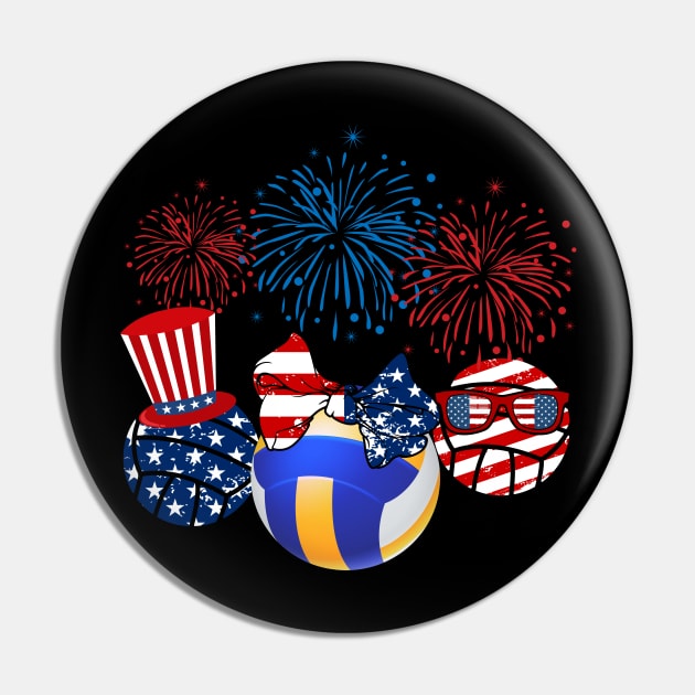 Volleyball American Flag Fireworks Pin by Flavie Kertzmann