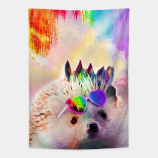 Rainbow Hedgehog Wearing Love Heart Glasses Tapestry