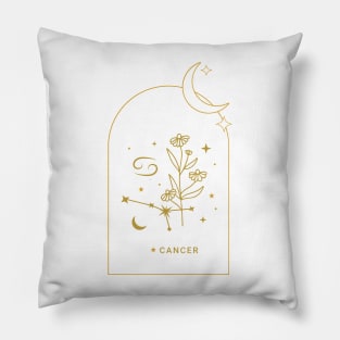 Cancer Zodiac Constellation and Flowers - Astrology and Horoscope Pillow