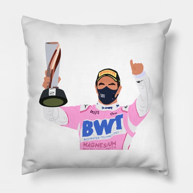 Sergio 'Checo' Perez celebrating his podium at the Turkish Grand Prix 2020 Pillow by royaldutchness