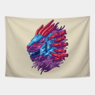 cyperpunk futuristic lion Tapestry