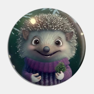 Cute Christmas Hedgehog Pin