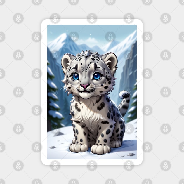 Snow Leopard Cub Magnet by BrightC