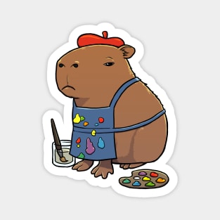 Capybara Artist Painter Magnet