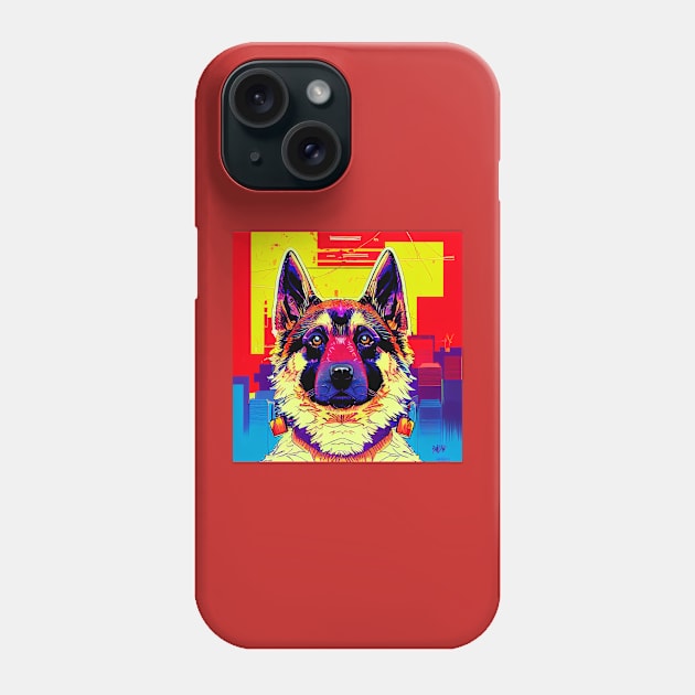 Awesome German Shepherd as 80's Anime Phone Case by Studiowatermars