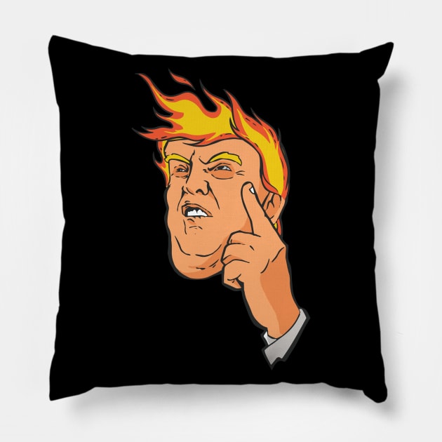 TRUMP FIRE funny design president 2020 Pillow by Midoart