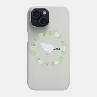 White Pigeon in Leaf Circle Phone Case